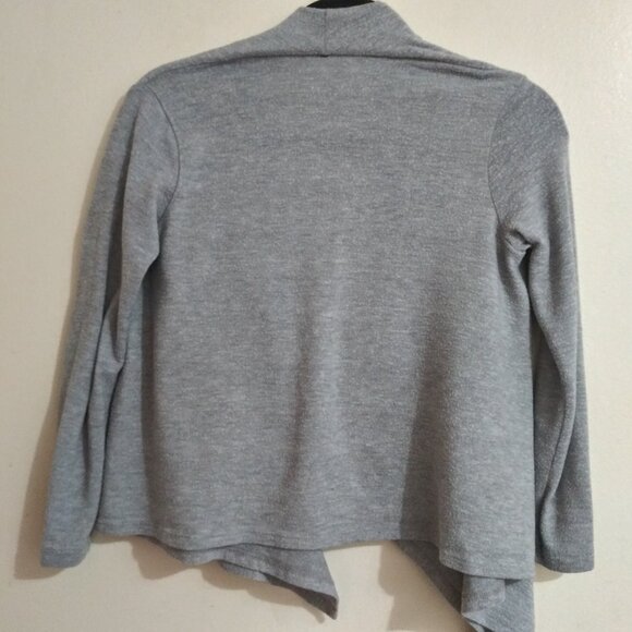 h.i.p. Women’s Gray Asymmetrical Open Front Cardigan Sweater Size L Lightweight - Picture 7 of 7